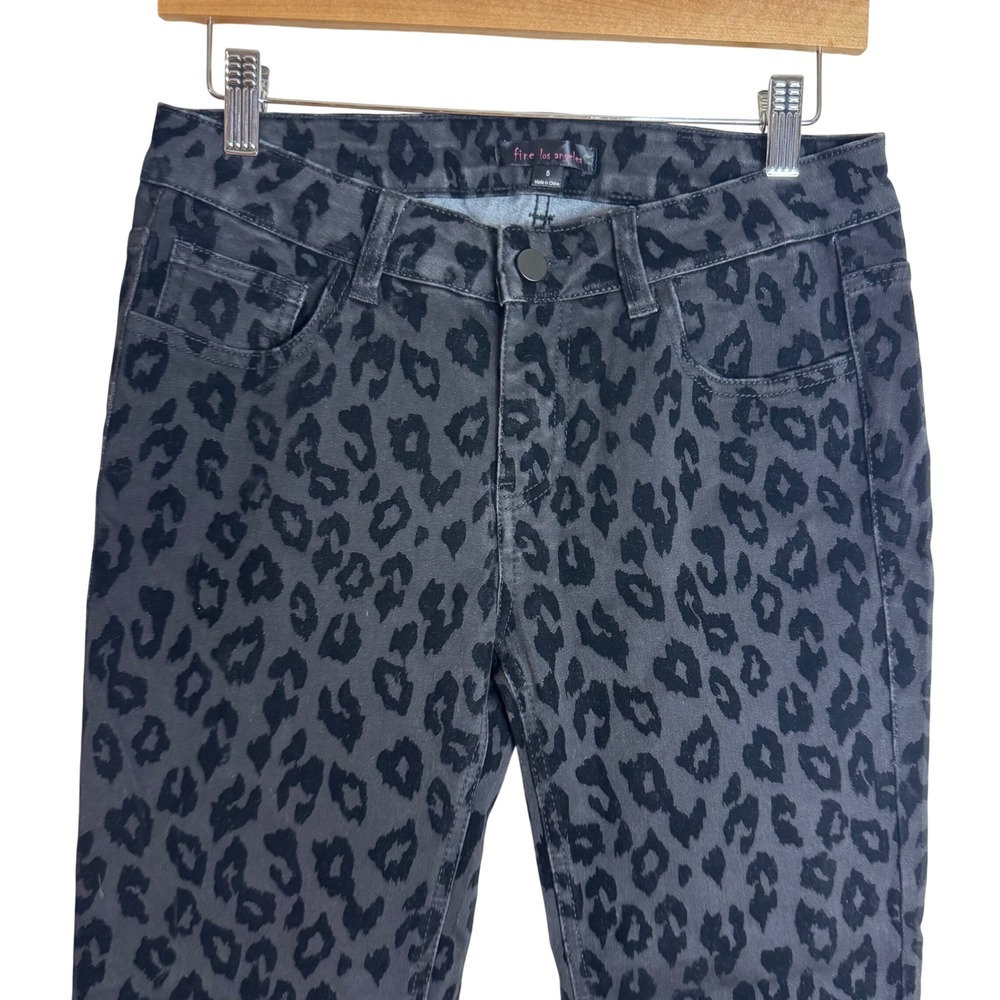 Fire Los Angeles Jeans Women's Leopard Print Skinny Denim Pants Gray Size 5